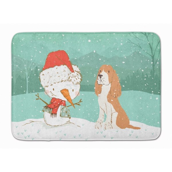 Carolines Treasures Red Spaniel Snowman Christmas Machine Washable Memory Foam Mat CK2072RUG - main